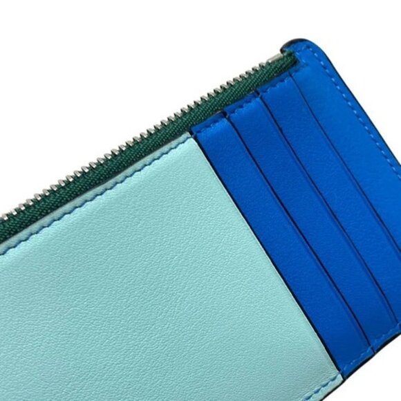 LOEWE - Coral Light Blue Blue Leather Coin Case - Picture 5 of 5